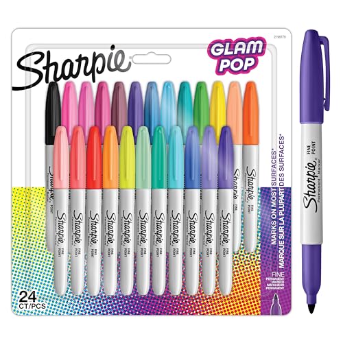 SHARPIE Glam Pop-Permanentmarker | feine Spitze für klare Details | verschiedene Farben | 24 Markierstifte