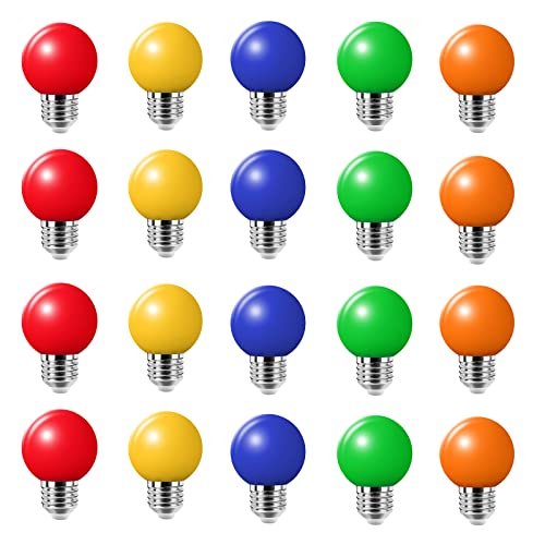 20er E27 Led Bunte 2W Farbige Glühbirnen 200 Lm Energiesparende Led Bunte Birnen Deko Glühbirne,Rot, Gelb, Blau, Grün und Orange