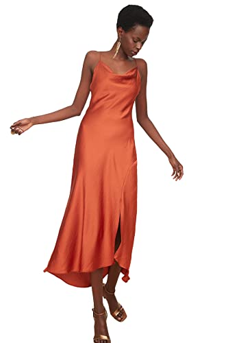 Trendyol Women's Degaje-Kragenkleid. Dress, Cinnamon, 38