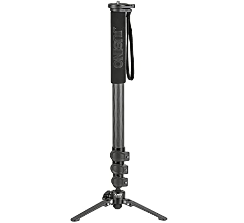 JUSINO Karbon Monopod mit abnehmbarem Fuß/Tischstativ (12kg Belastbarkeit, Schnellspann-Clips) VM-324EC