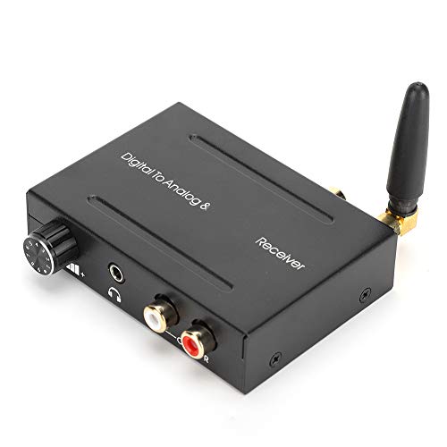 Optischer Koaxial-Audiokonverter, Digital-Analog- und Bluetooth-Audiokonverter-Empfänger Unterstützung Bluetooth-Push-Funktion für Mobiltelefone, 192K/24BIT-Abtastrate, für Heimkino(Schwarz)