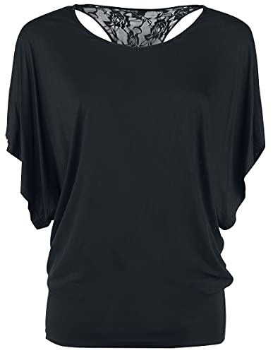 Gothicana by EMP Lace Back Bat Wings Frauen T-Shirt schwarz 5XL