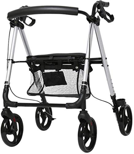 Rollator s Rollator, Walking Frame 4 Wheel Foldable Compact Mobility Aids with Seat Bag Transport Chair Multi Use Walking Stick Elderly Disabled