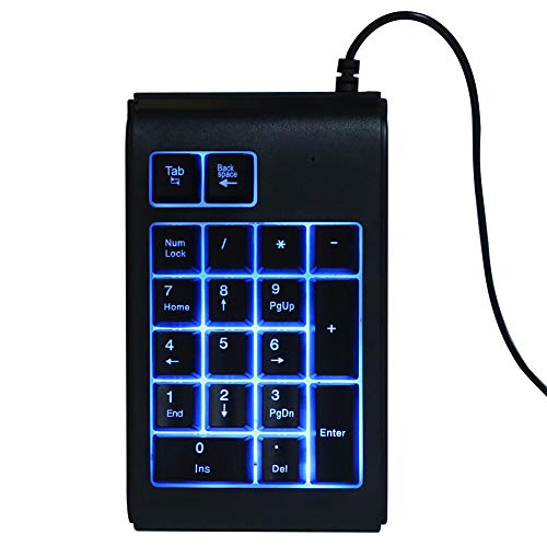 Oumij1 Hintergrundbeleuchtete Zifferntastatur - -USB-Ziffern-Tastatur - Mechanisches Gefühl mit 19 Tasten - Dreifarbige Atmung - für Büro- / Heim-Laptops(schwarz)