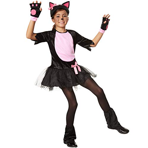 dressforfun 900472 - Mädchenkostüm pinkes Samtpfötchen, Katzenkostüm aus Plüsch mit rosafarbenen Akzenten (152 | Nr. 302103)