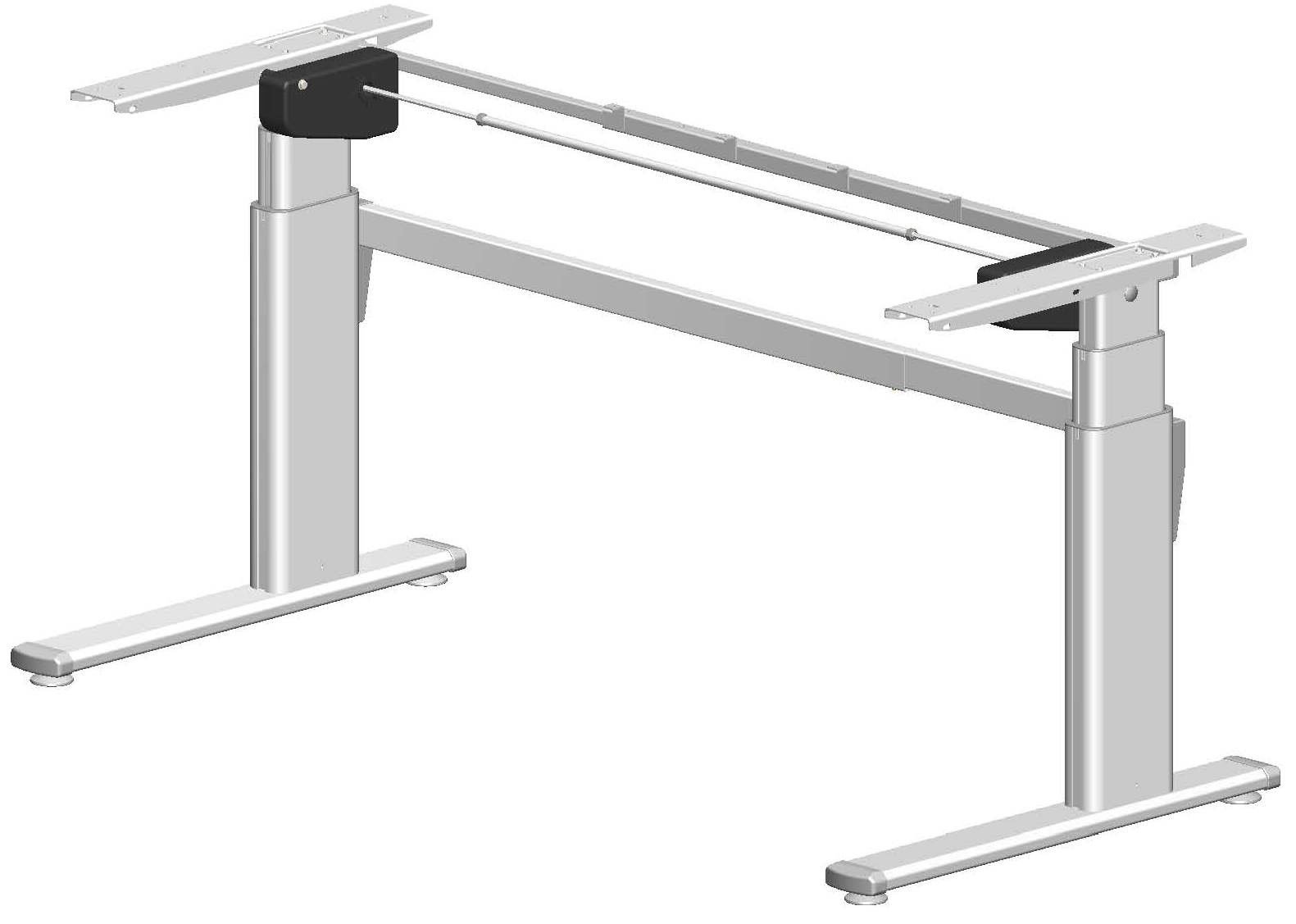 Ergobasis Tischgestell 2 Motoren, elektrisch, stufenlos höhenverstellbar 63-128 cm, breitenverstellbar, ergonomisches Schreibtischgestell, für Tischplatten bis 200x100 cm