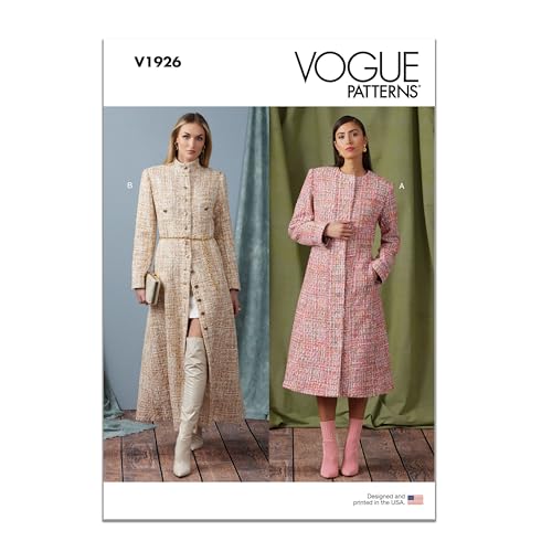 Vogue Patterns V1926B5 Damen Mantel in zwei Längen mit Kragenvarianten B5 (36-38-40-42)