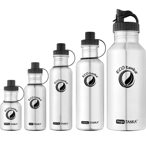 ECOtanka, Edelstahl-Wasserflasche, 350ml - 600ml - 800ml - 1000ml - 2000ml, Sport-Deckel, BPA-frei, ökologisch, nachhaltig