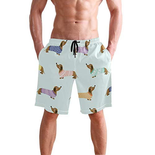 LORONA Herren Dackel Hunde Muster Art Board Shorts Schnelltrocknende Badehose Strandbadebekleidung