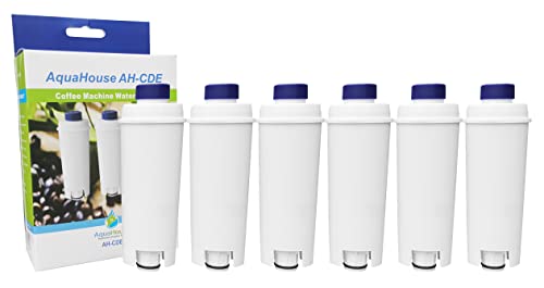 6 x AH-CDE kompatible Wasserfilter für DeLonghi Espresso und Bean to Cup-Maschinen, DLSC002, SER3017, 5513292811, 9310926, 8004399327252
