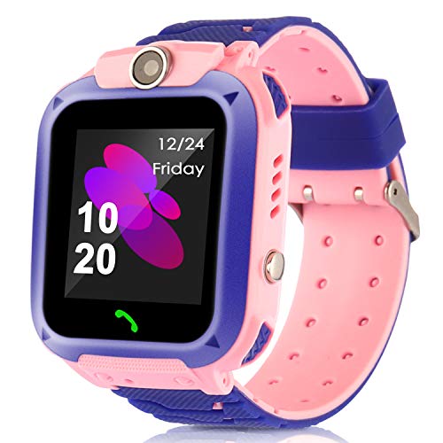 Kinder Smartwatch KinderSpiel Uhr Wasserdichtes Touchscreen Anruf Voice Chat SOS Digitalkamera Wecker, Geschenk für Kinder Junge Mädchen Student (Rosa)