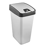 keeeper Premium Abfallbehälter mit Flip-Deckel, Soft Touch, 45 l, Magne, Silber