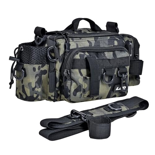 Yfenglhiry Angeltasche, große Kapazität, wasserdichte Umhängetasche, tragbare Tasche, verstellbare Angelausrüstungstasche, für Aldult und Outdoor, armee-grün