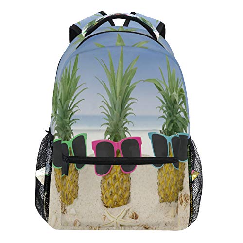 Oarencol Tropische Ananas Strand Sand mit Sonnenbrille Seestern Sumemr Rucksack Büchertasche Tagesrucksack Reise Schule College Tasche für Damen Herren Jungen