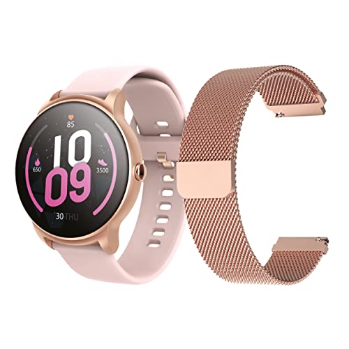 FOREVER Smartwatch SB-330 damen herren fitness tracker wasserdicht Deutches menu intelligente Uhr Smart Watch für Android iOS whatsapp fähig gold rose