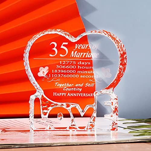 Romantisches Geschenk zum 35. Hochzeitstag, Kristall-Andenken für Frauen (35 Jahre)