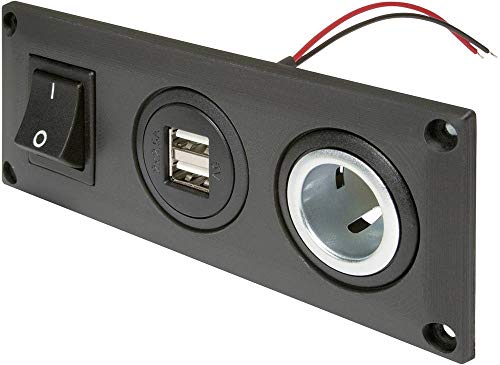 ProCar Einbausteckdose mit USB-A Doppelsteckdose schaltbar + 1 Powersteckdose Belastbarkeit Strom max.=20 A