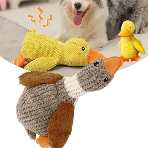 Plebolo The Mellow Dog - Calming Pillow,Zentric Quack-Quack Duck Dog Toy,Duck Dog Toy,The Mellow Duck,Durable Squeaky Dog Toys for Indoor Puppy (Brown)