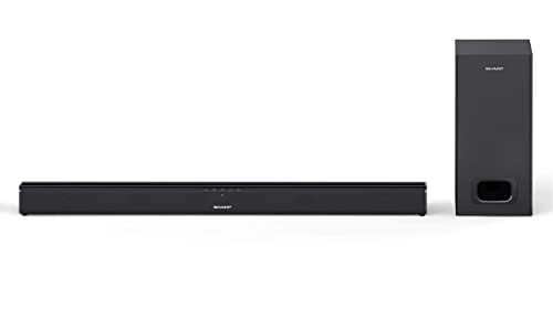 SHARP HT-SBW110 2.1 Slim Soundbar System (HDMI ARC/CEC, Digital Optical Audio, AUX, 80 cm) schwarz