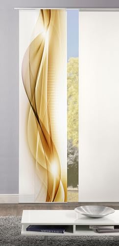 Home Fashion Schiebegardine NEBLANA, blickdichter Dekostoff digital Bedruckt, 245 x 60 cm (h x b), (Gold)