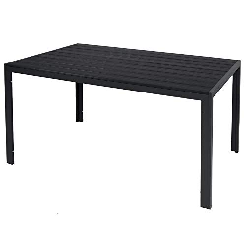 INDA-Exclusiv Aluminium Gartentisch Esstisch Gartenmöbel Tischplatte aus WPC Holzimitat wetterfest anthrazit/schwarz 150x80x74cm