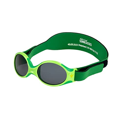 ActiveSol Baby Sonnenbrillen Explorer | Jungen und Mädchen | mit extra softem Kopfband | Polarisiert, UV400-Schutz, Filterkategorie 3 | Onesize 0-2 Jahre | extra leicht (Grün | Frosch)
