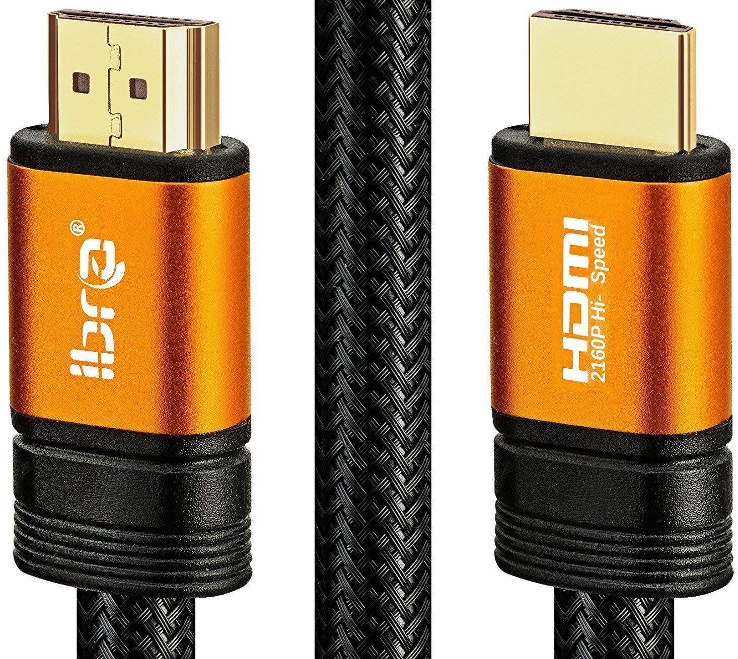 IBRA 4K HDMI Kabel 5M HDMI 2.0b Kabel 4K@60Hz HighSpeed 18Gbps Nylon Geflecht Vergoldete Anschlüsse mit Ethernet/Audio Rückkanal,Kompatibel mit Video 4K UHD 2160p,HD 1080p,3D Xbox PS4 ORANGE
