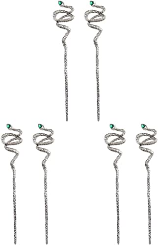 Sticks Charming Girls mit Retro Pin Buns Hairpin Chopstick Strass Style Accessoires Golden Fork Ancient Exquisite Snake Long Hair Metal Women Rhinstone Chinese Forks Green Haarnadel ( Color : Antique