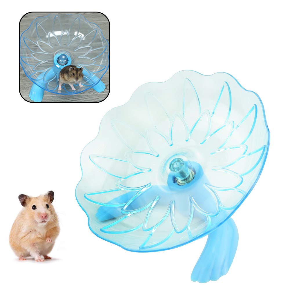 WishLotus Fliegende Untertasse für Hamster, Laufrad aus transparentem Kunststoff, Laufrad für kleine Haustiere wie Hamster, Meerschweinchen, Rennmäuse, Chinchillas (blau)