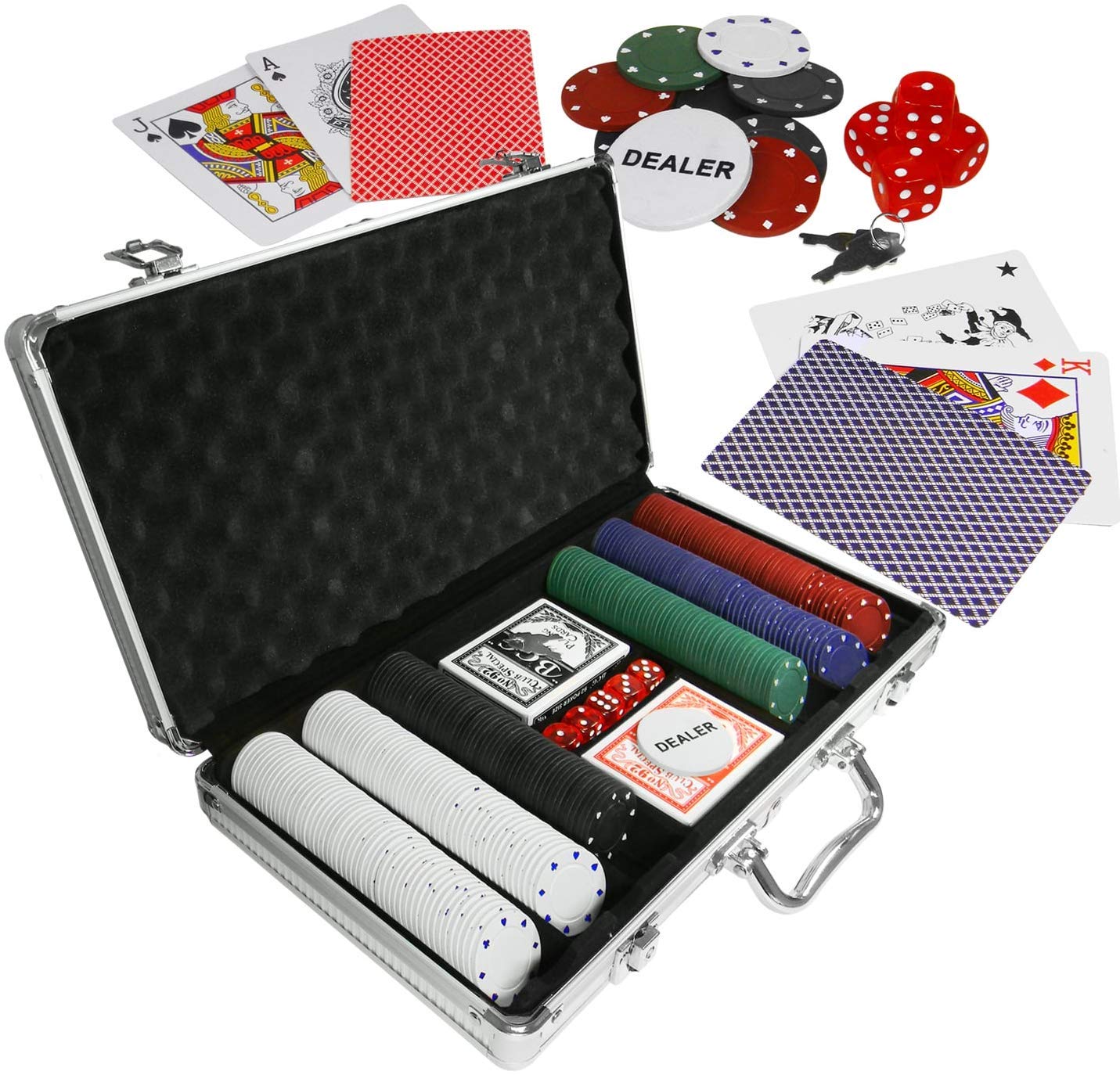 Eaxus® Edles Pokerset im Alukoffer - Pokerkoffer Royal Flush 300 Chips, inkl. Kartendecks