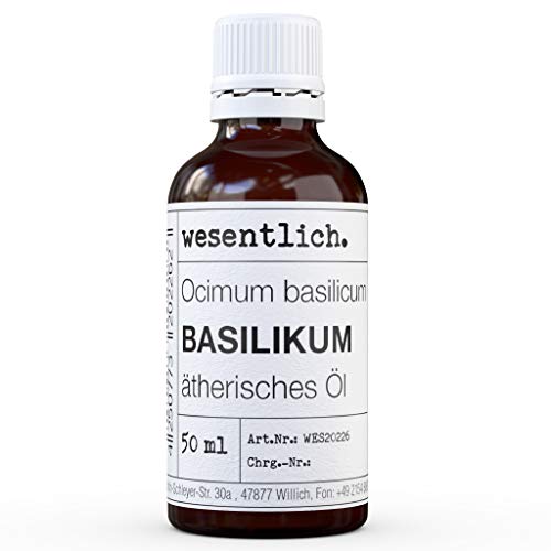 Basilikumöl ätherisch von wesentlich. - 100% naturreines Öl aus der Glasflasche (50ml)