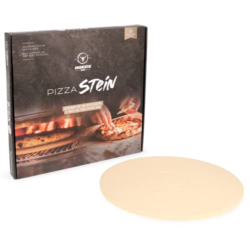 Moesta-BBQ 10373 - Pizzastein No. 1 - Rund 36,5cm Durchmesser - Cordierit Naturstein – Italienischer Genuss vom Grill