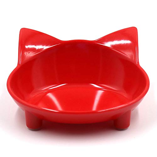 Rutschfester   Katzennapf Durable Hundenapf Tierfutter und Wassernäpfe für Katzenwelpenbedarf Hundefutterhaus Heimtierbedarf -Rot_14.5cm