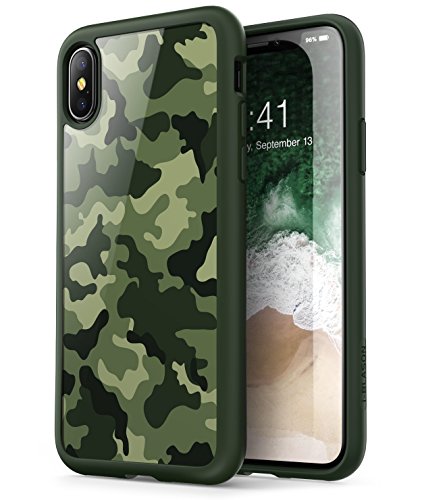 i-Blason Case for Phone X (2017)/ iPhone XS (2018), [Scratch Resistant] Clear [Halo Series] Case (Camo/Green)