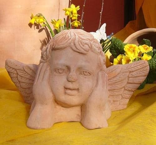 !! Aktion !! 2. Wahl !! sitzender Engel - Putte, ca. 33 hoch, echt Terracotta Terrakotta Garten Deko Figur Engel - Putte