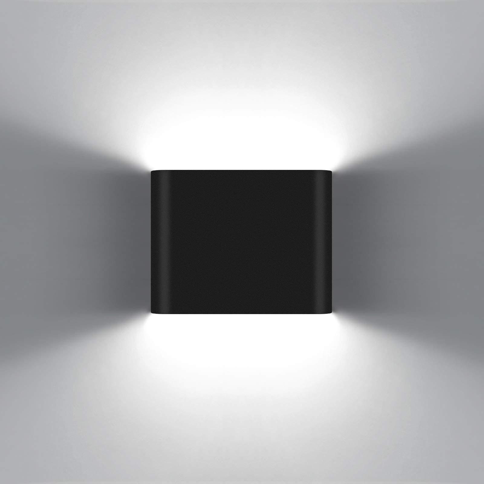KAWELL 6W Modern Wandlampe LED Wandleuchte Up Down Aluminium Wandbeleuchtung Wasserdicht IP65 Innen Außen für Schlafzimmer Badezimmer Wohnzimmer Flur Treppen Korridor, Schwarz 6000K