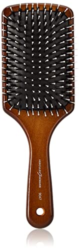 HERCULES SÄGEMANN - 9047 Paddle Brush | Pflegende Naturhaarbürste | Wildschweinborsten Bürste mit Polyamidstiften | Pflegebürste für lange Haare | Dunkles Holz