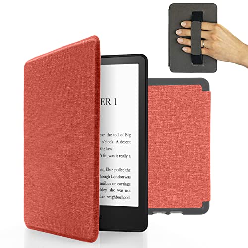MyGadget Hülle für Amazon Kindle 11. Generation ( Modell 2022 - 6 Zoll) mit Handschlaufe & Auto Sleep / Wake Funktion - Flip Case in Rosa