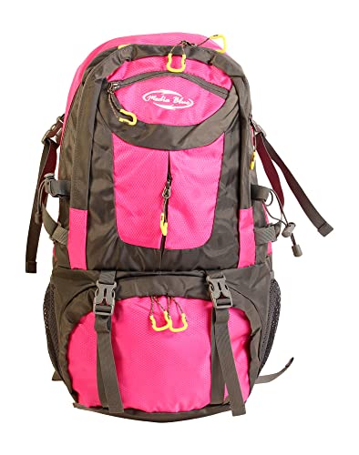 Mediablue 50L Trekking-Rucksack, Backpack, zum Wandern, Camping, Outdoor, Reisen, Herren, Damen, Leicht, Sport (Pink)