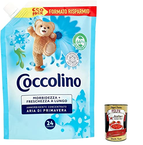 6x Coccolino Fabric Softener Concentrate Spring Air in Pouch 600 ml + Italian gourmet polpa 400g
