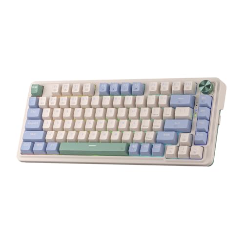 Redragon K673 PRO RGB-Gaming-Tastatur mit 75% kabelloser Dichtung, 3 Modi, kompakte mechanische Tastatur mit Hot-Swap-Buchse, spezielle Drehknopfsteuerung und schallabsorbierende Pads, roter Schalter