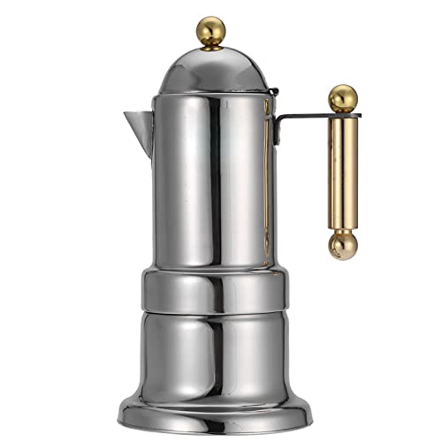 Moka Pot Stovetop Espressokocher, Edelstahl Moka Pot Stovetop Espresso-Kaffeemaschine mit Sicherheitsventil 4 Tassen (50 Ml/Tasse)