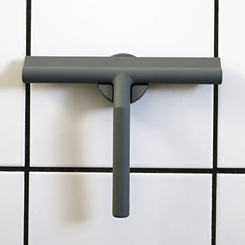 Zone Denmark - Duschabzieher/Bad- und Duschwischer mit Halter, Silikon und Kunststoff, 21 x 17 cm, grau