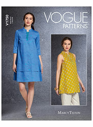 Vogue Misses Dress Patterns V1750Y Damenkleid, weiß, Y (XS-S-M)