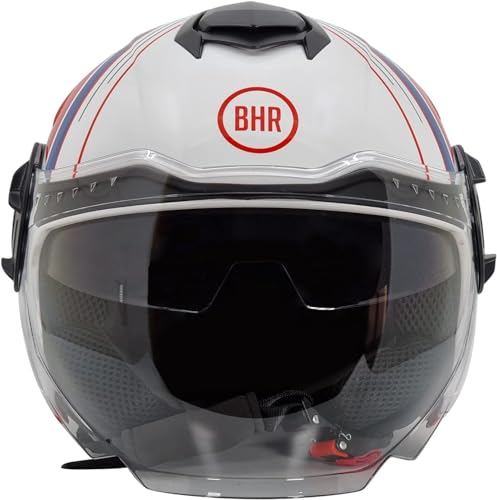 BHR Jet-Helm mit Doppelvisier 830 FLASH, ECE 22.06 zugelassener Rollerhelm, leichter und bequemer Jet-Helm mit innerer Sonnenblende, Cool White, XS