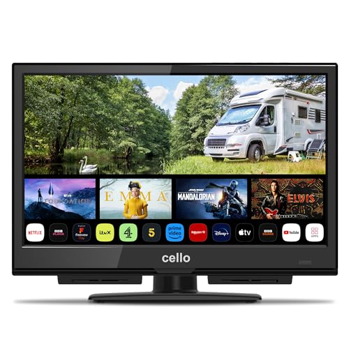 Cello C1624WS-12V 16" Smart Camping Reise TV WEBOS by LG Full HD LED TV Triple Tuner DVB-T/T2-C-S/S2 HDMI USB Bluetooth 12V KFZ Car Adapter „Pitch Perfect Sound“ für EIN einzigartiges Klangerlebnis