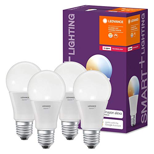 LEDVANCE Smart+ LED, ZigBee Lampe mit E27 Sockel, warmweiß bis tageslicht (2700K - 6500K), dimmbar, Direkt kompatibel mit Echo Plus und Echo Show (2. Gen.), Kompatibel mit Philips Hue Bridge