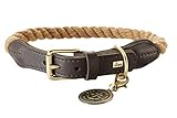 HUNTER LIST Hundehalsband, Tau, Leder, maritim, strapazierfähig, wetterfest, geschmeidig, 70 (XL), beige