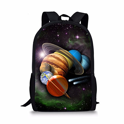 HUGS IDEA Fashion Kinder Schultasche Universum Weltraum-bedruckter Rucksack für Teenager Jungen zurück zur Schule