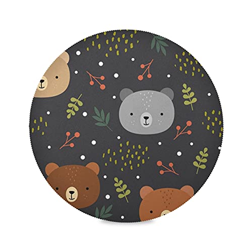 JNlover Platzdeckchen mit Tierbär-Motiv, rund, hitzebeständig, rutschfest, waschbar, 39,1 cm
